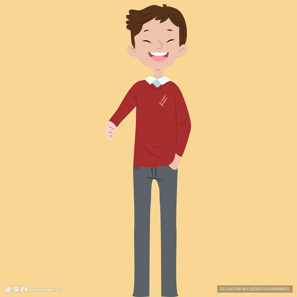 红衣男子展自信姿态