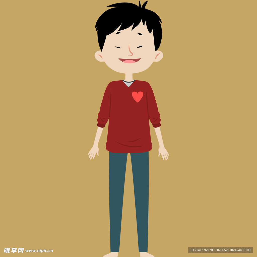 红衣男孩站立形象展示