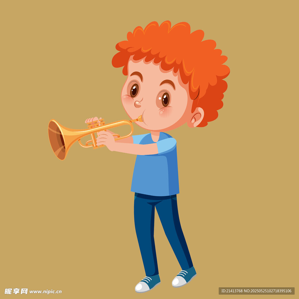吹小号的红发小男孩