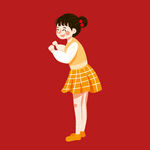 俏皮少女比耶可爱瞬间