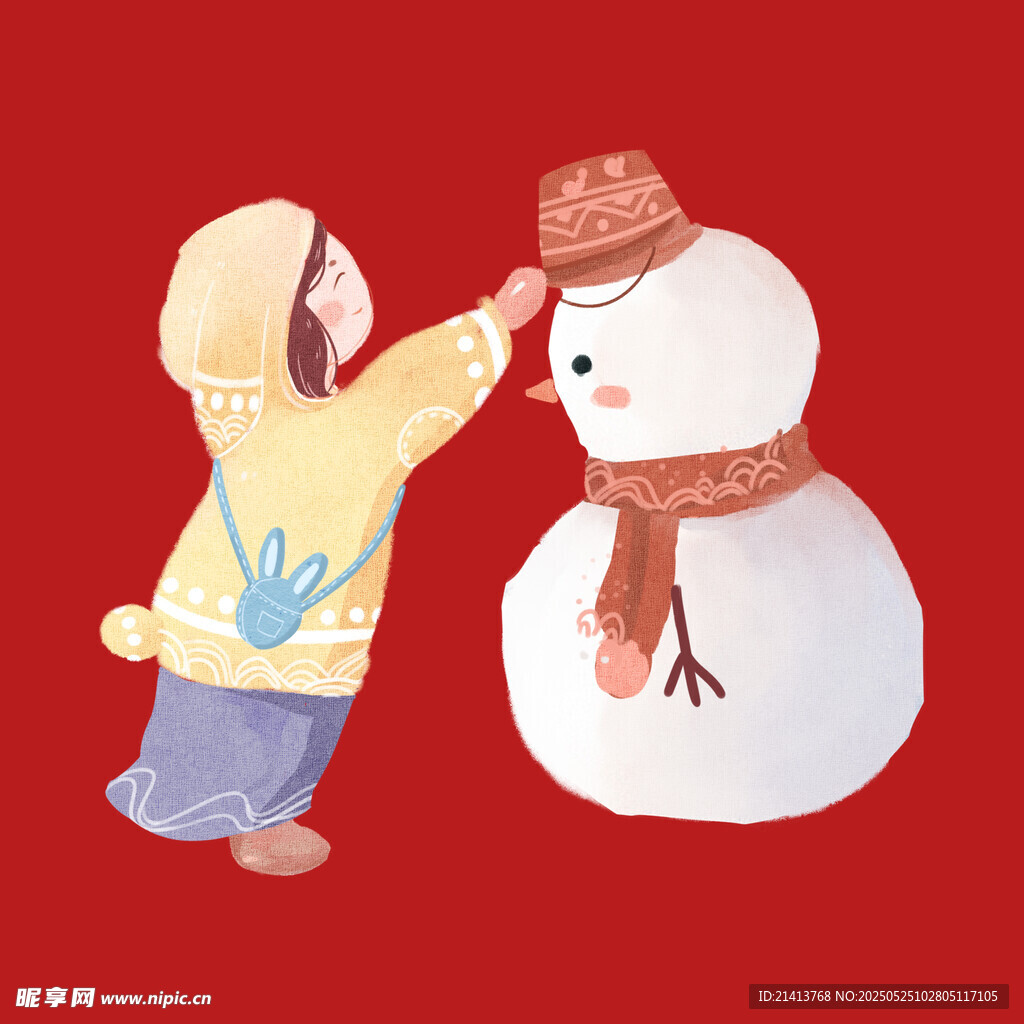 小孩欢乐堆雪人