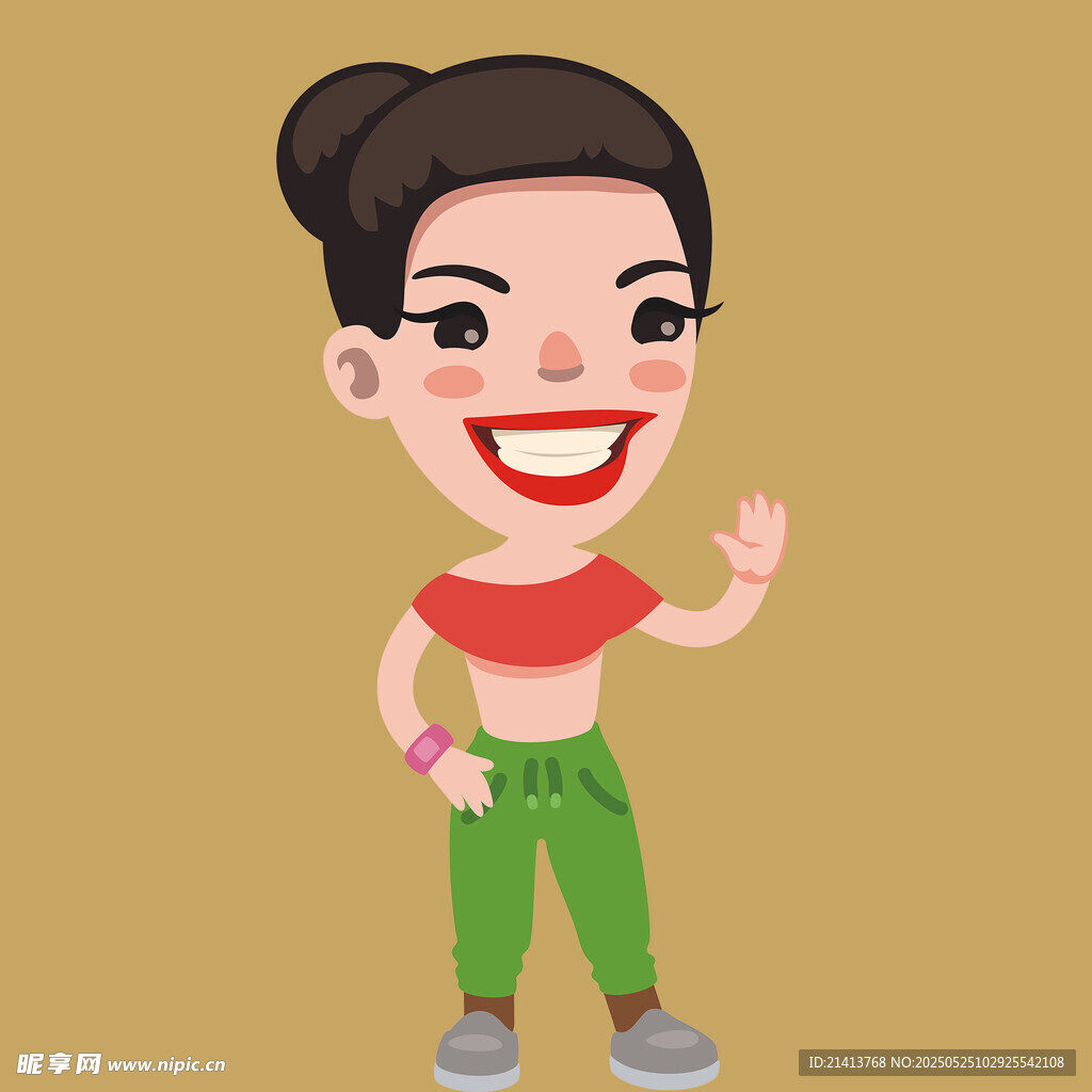 活力女孩挥手示意