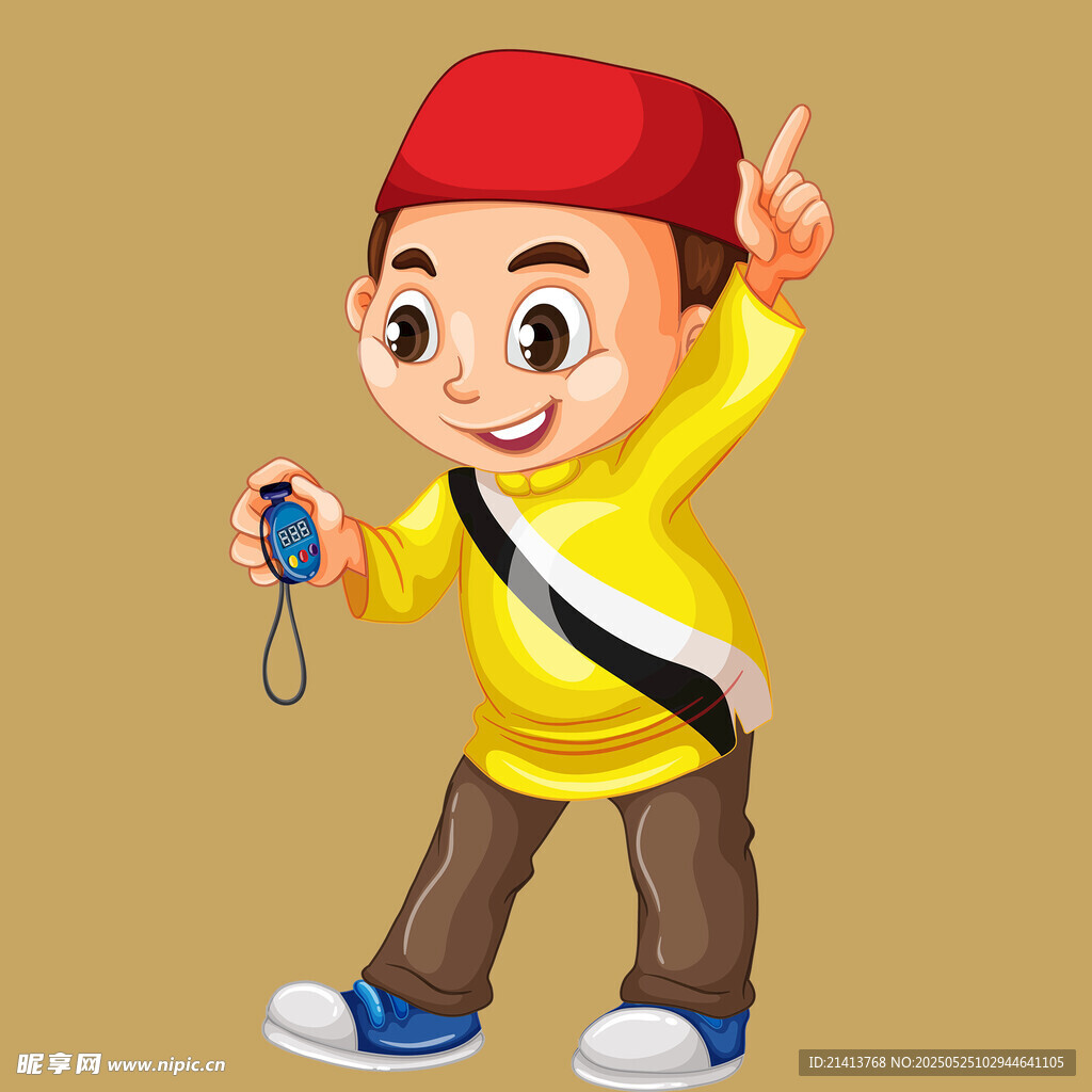 戴红帽男孩手持钥匙链