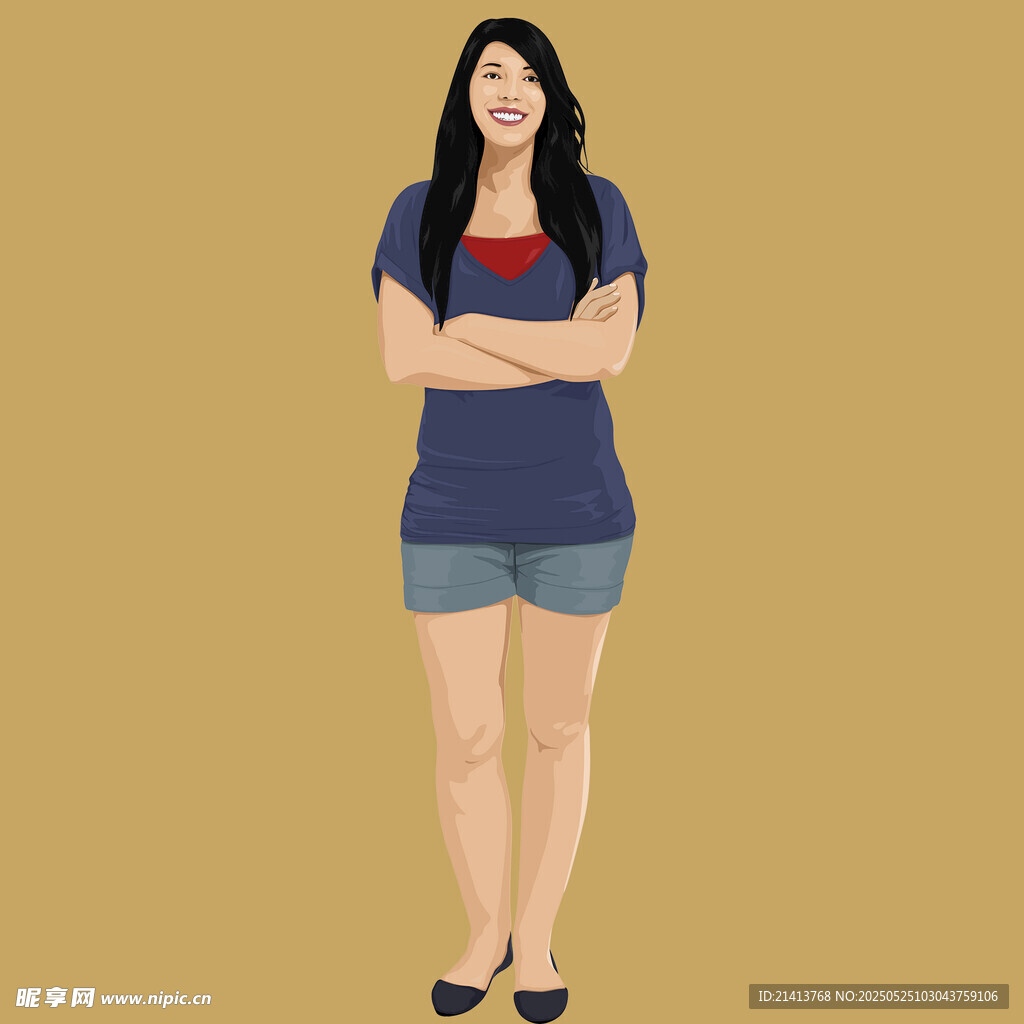 穿围裙的休闲女性形象