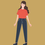 红衣女子时尚休闲造型