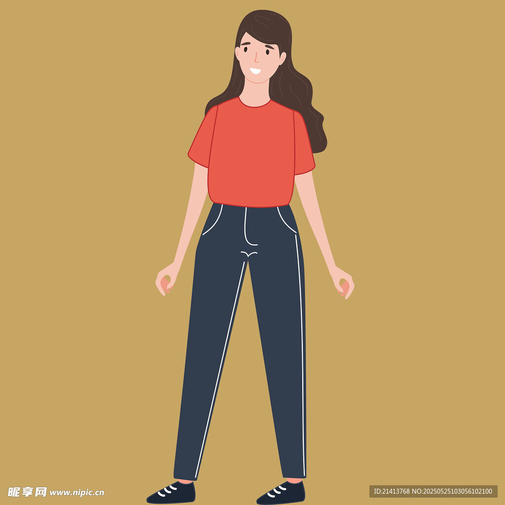 红衣女子时尚休闲造型