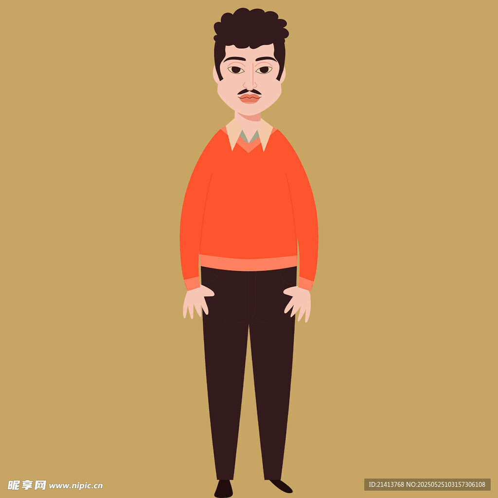 穿红衣站立的卡通男子