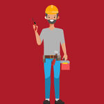 手持工具的建筑工人形象