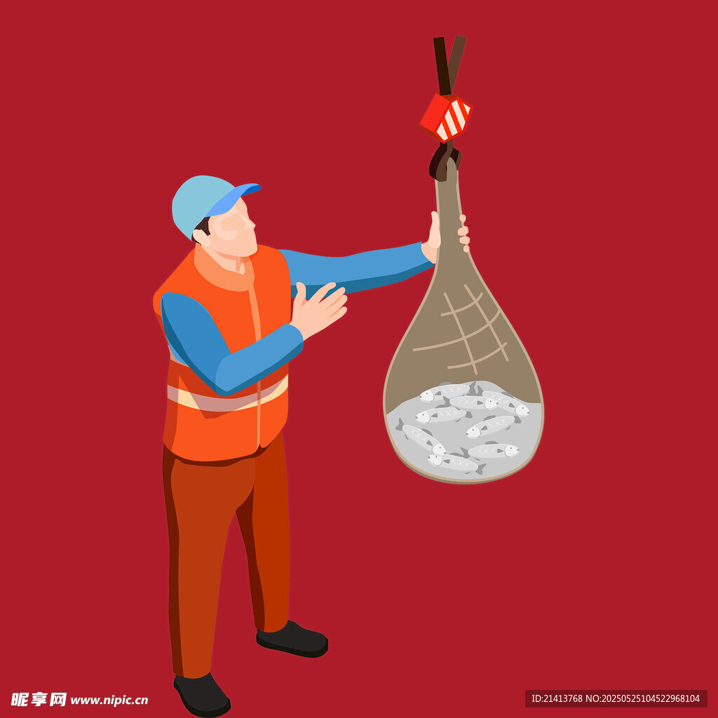 工人提网兜装白色物件