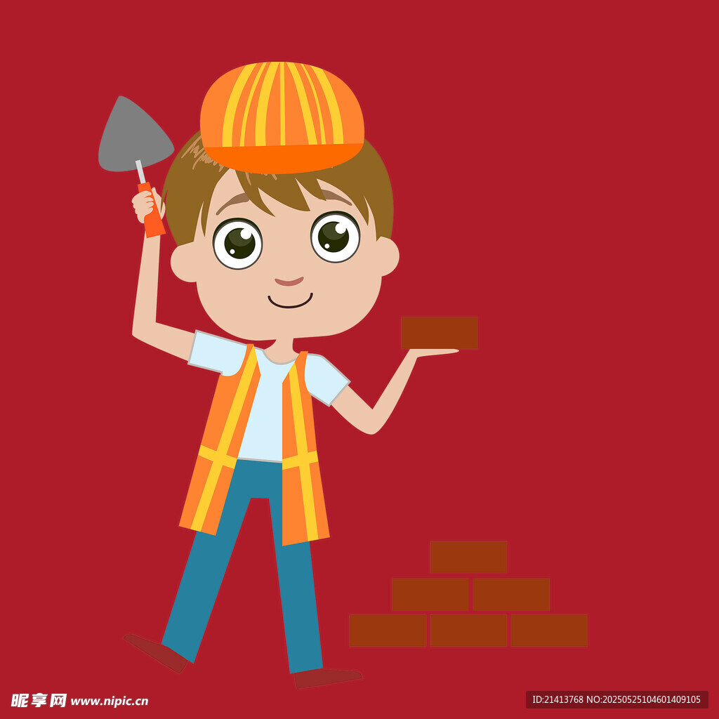 可爱小建筑工人形象