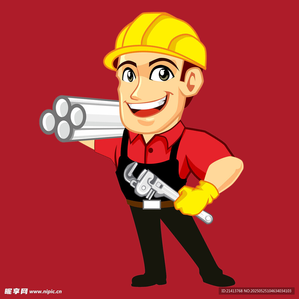 欢乐工人展示工具与图纸