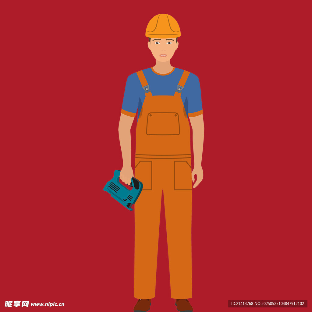 手持工具的建筑工人形象