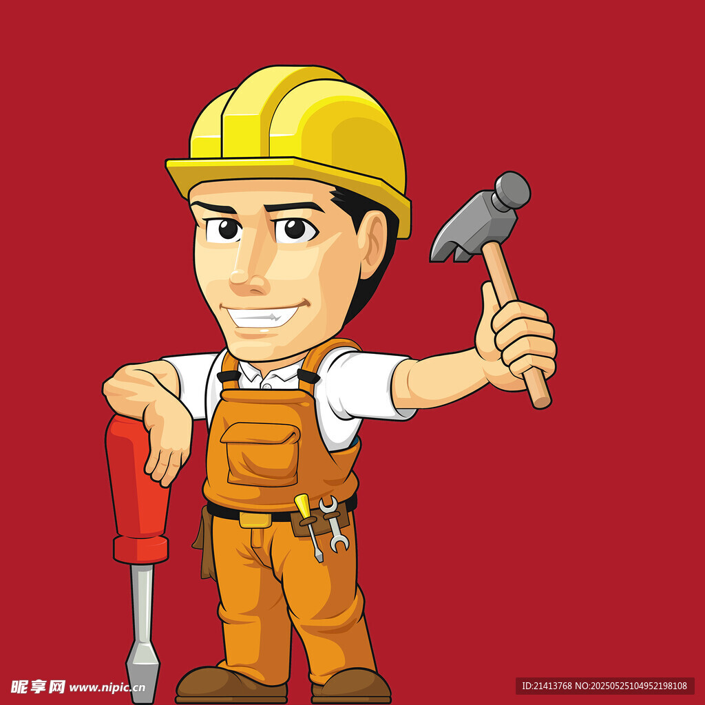 卡通工人形象展示工具
