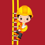 爬梯的小小建筑工人