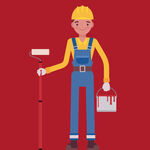 手持工具的建筑工人形象