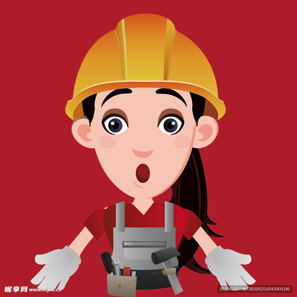 惊讶的女建筑工人