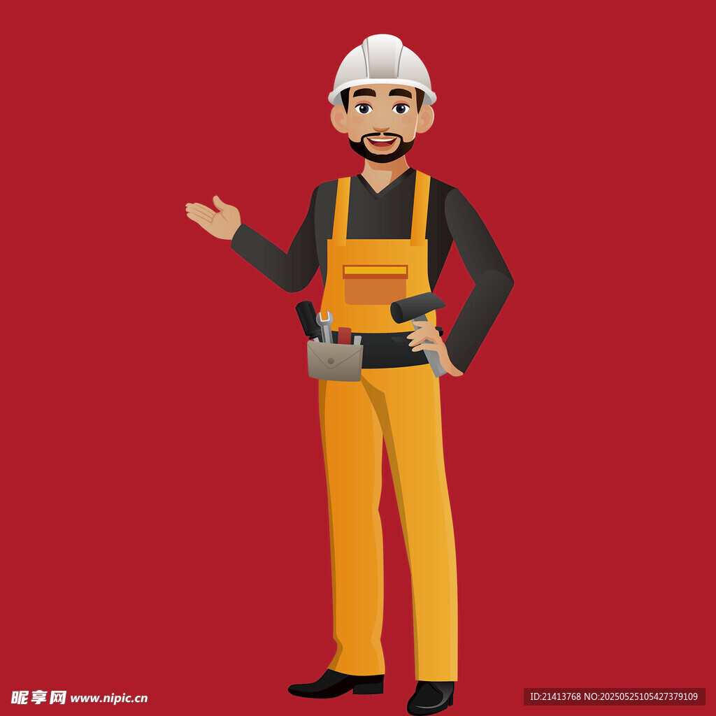 建筑工人展示姿态形象