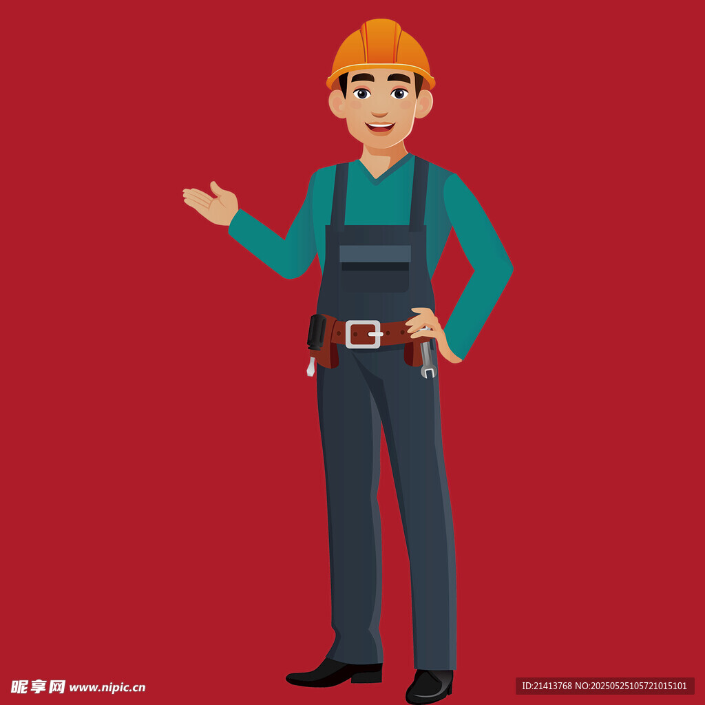 建筑工人展示姿态