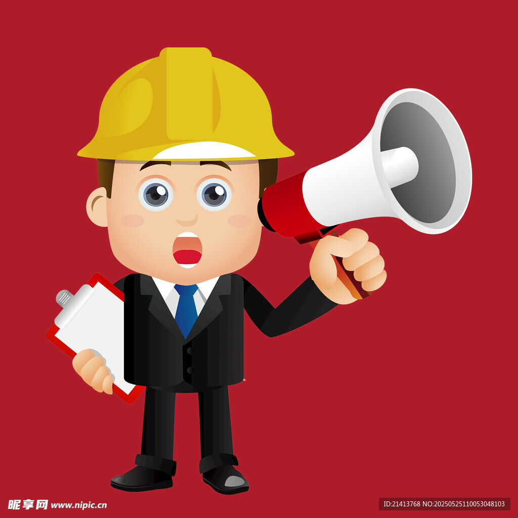 工程师手持喇叭指挥工作