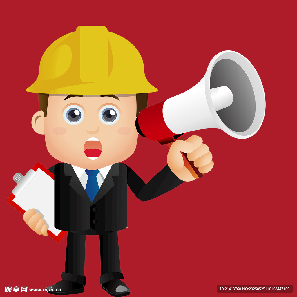 工程师手持喇叭大声传达