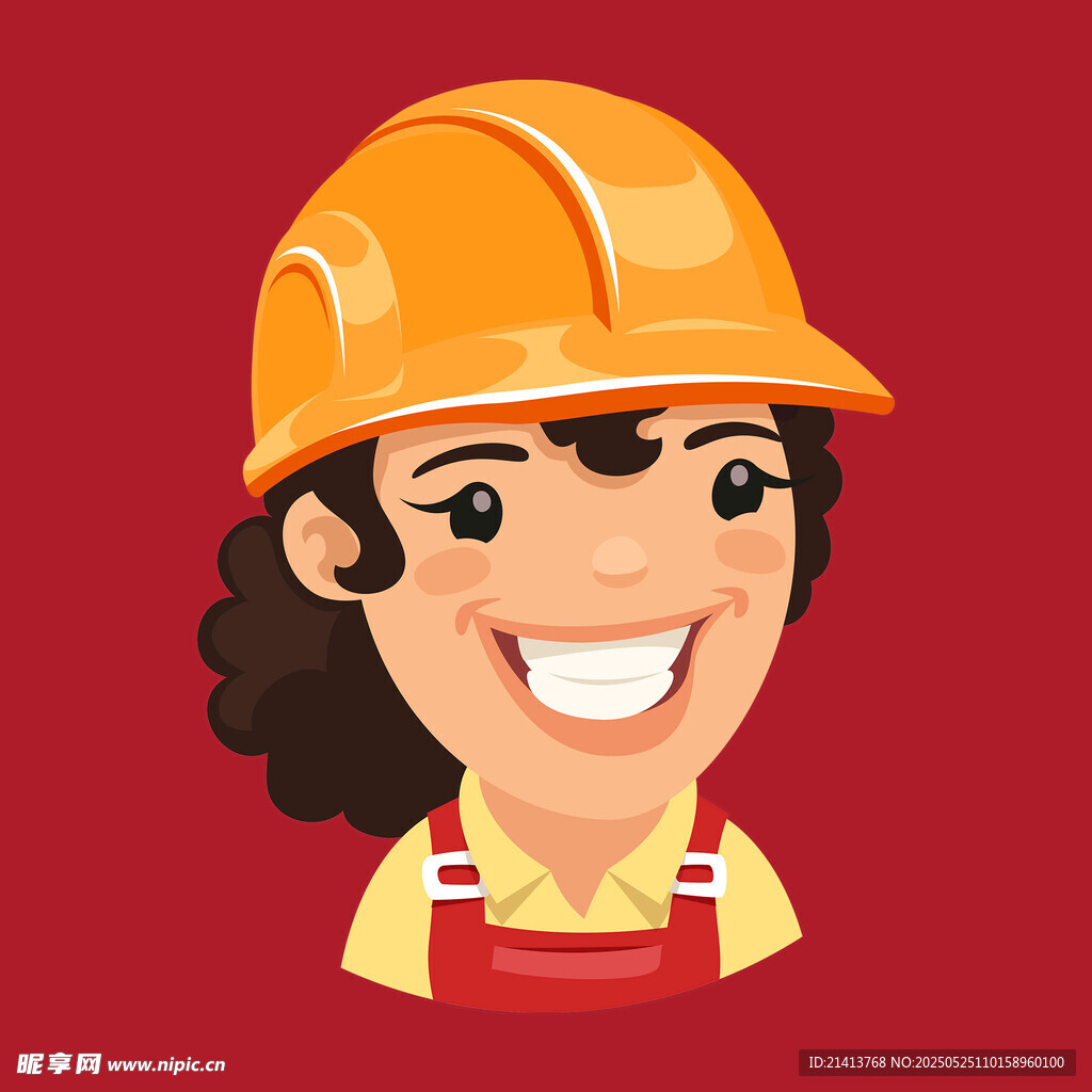 微笑的女建筑工人形象