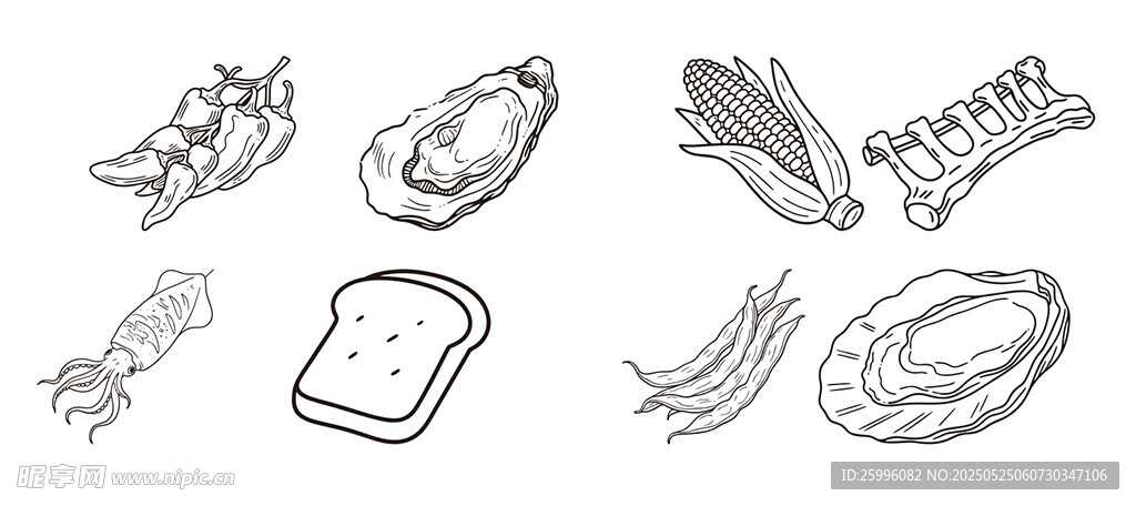 手绘海鲜美食插画