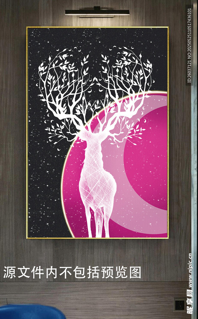 现代轻奢意境线条星空一鹿高升画