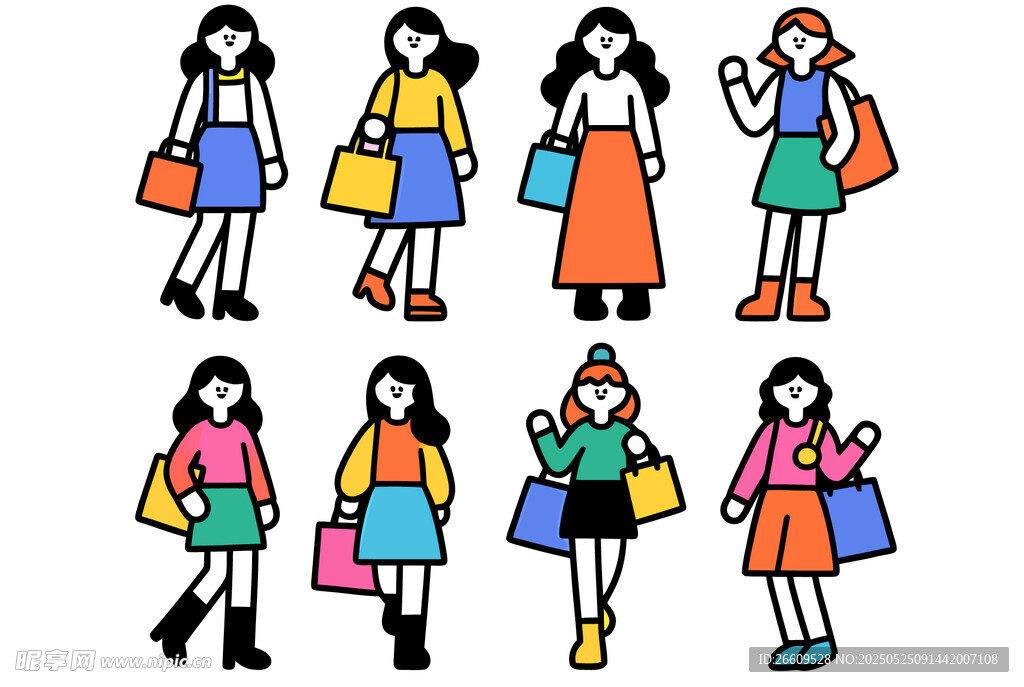 时尚购物女孩插画形象