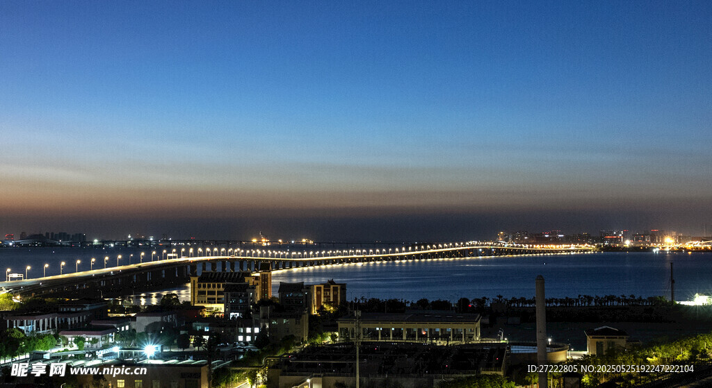 城市夜景跨海大桥风光