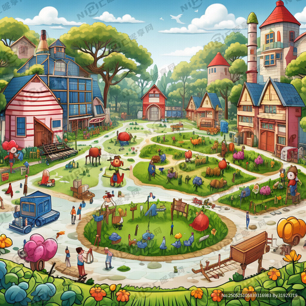 卡通幼儿园农场导览图