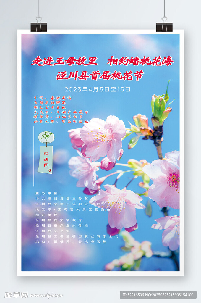 桃花节桃花背景海报