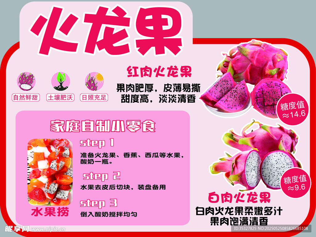 红心火龙果促销宣传海报