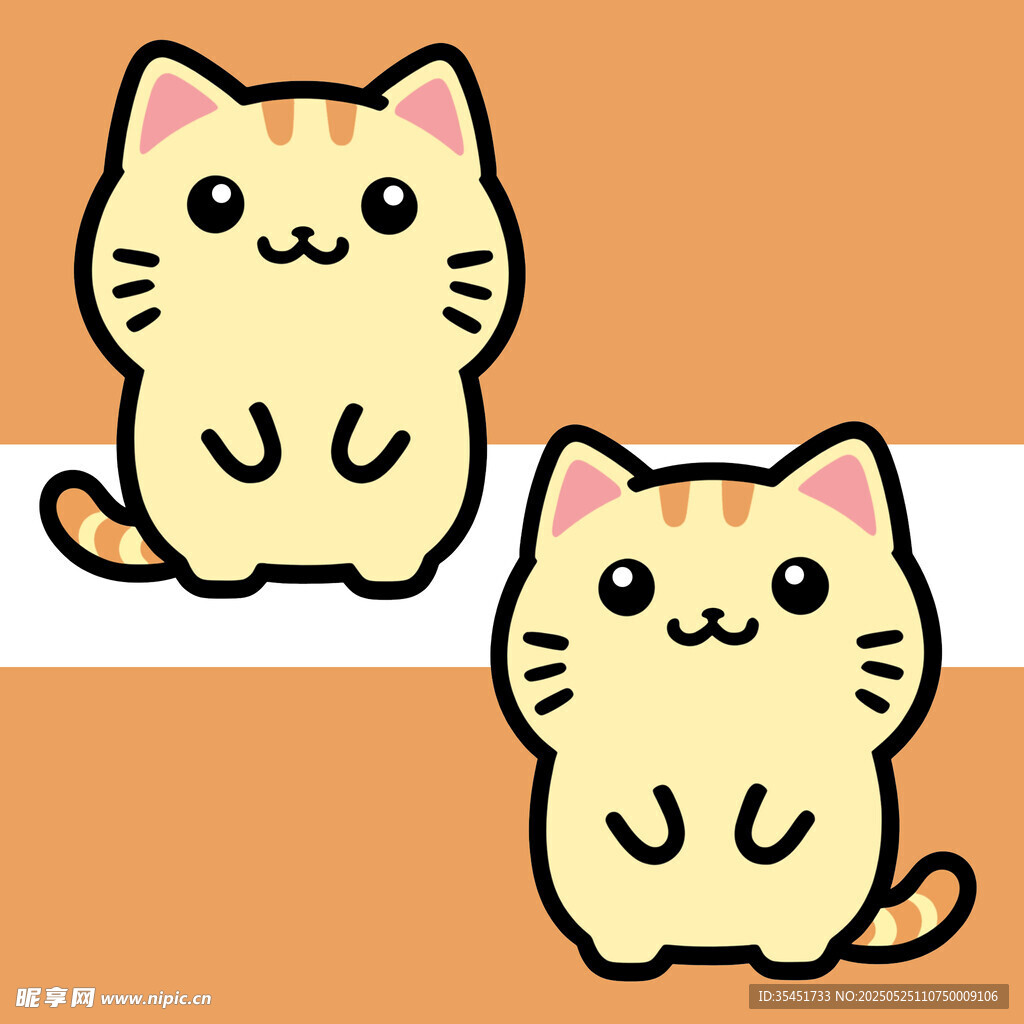 两只可爱猫咪卡通形象