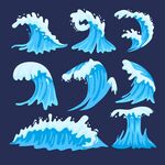 卡通海浪
