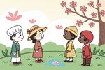 夏日卡通人物插图