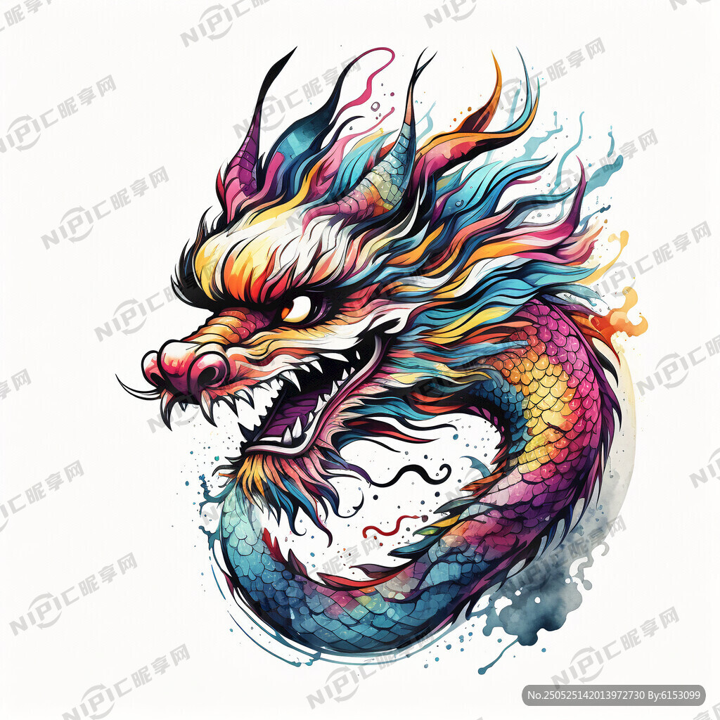 抽象 手绘 龙 颜色酷炫 蹦极