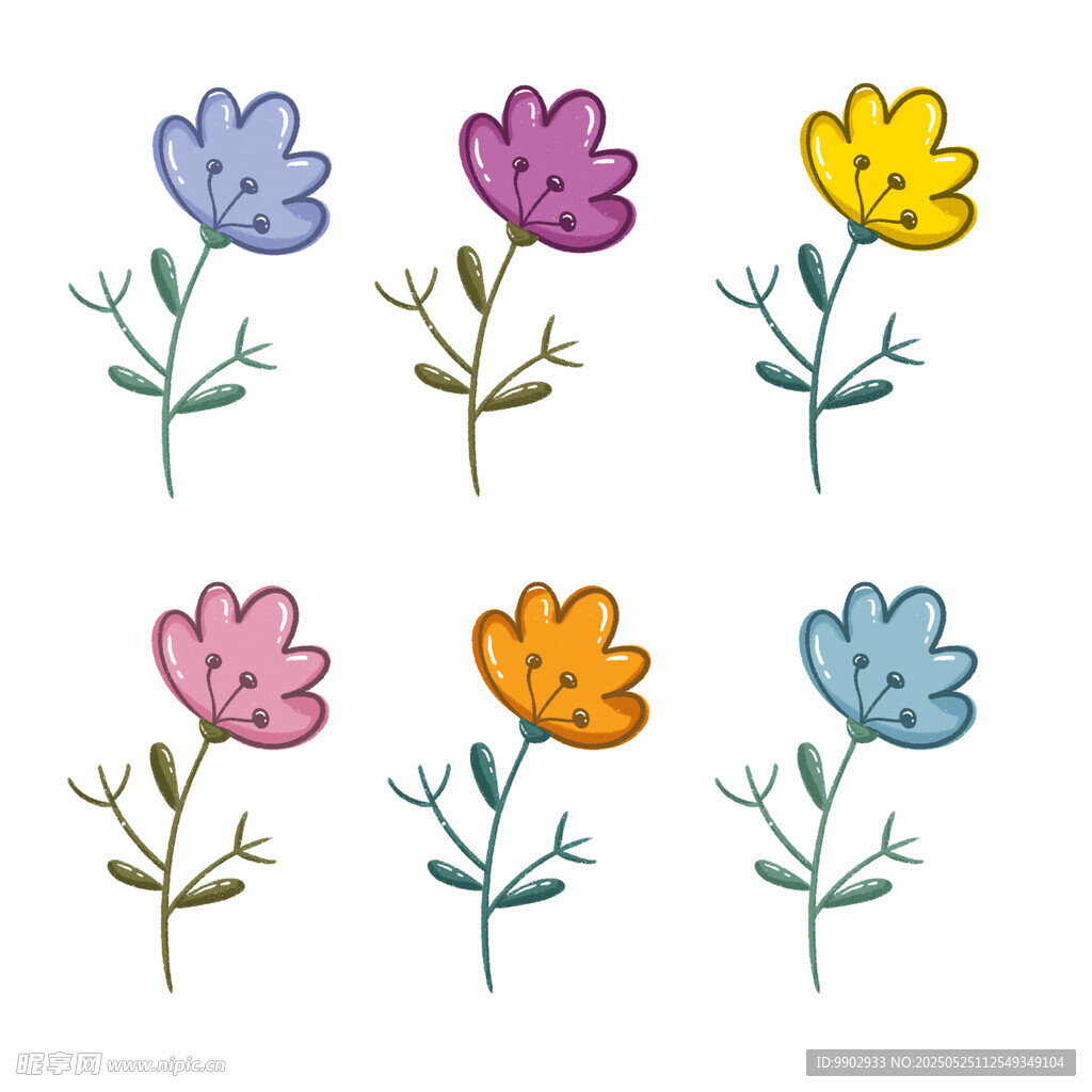 手绘 小花插画