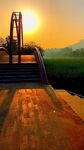 夕阳下的木质栈桥美景