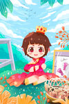公主画家在梦幻花园创作