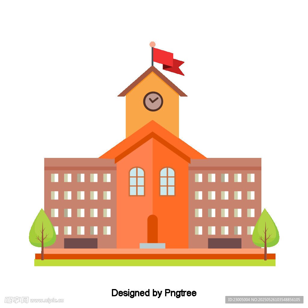 复古风格学校建筑插画