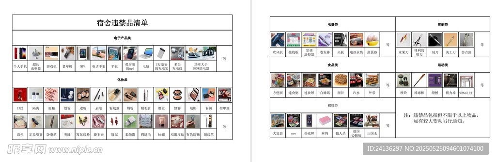 大学宿舍违禁品清单