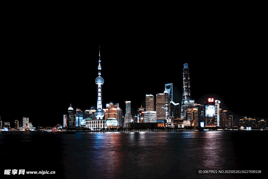 上海璀璨夜景城市天际线