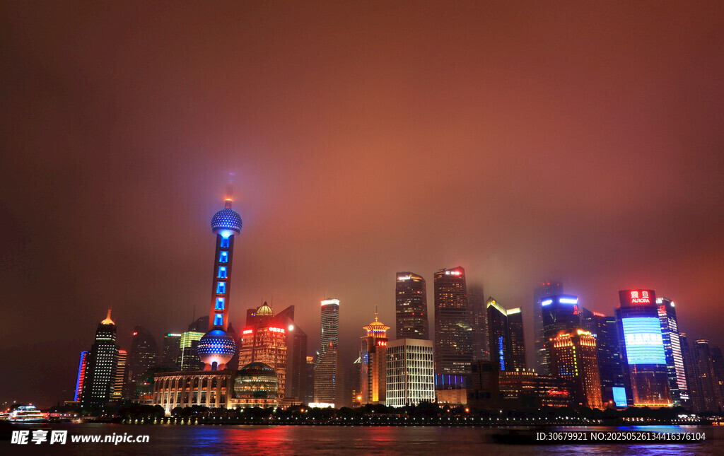 上海璀璨夜景城市天际线
