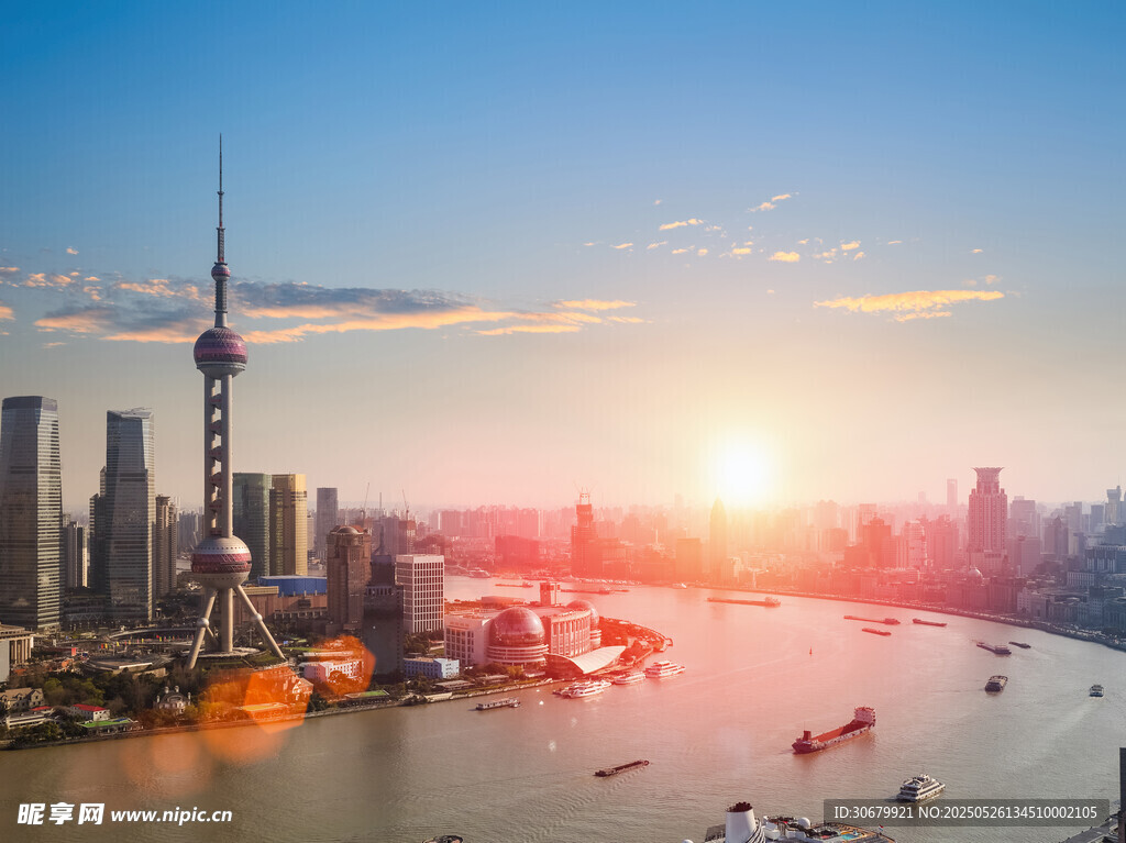 上海外滩日落城市美景