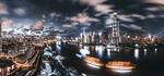 城市夜景璀璨灯光映照