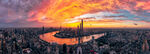 城市绚丽晚霞全景风光