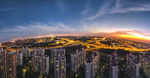 城市黄昏全景俯瞰美景