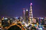 上海夜景璀璨摩天大楼群