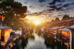 水乡日落美景