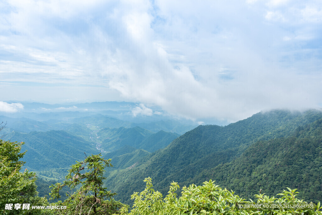 山峦云海间的绿意景致
